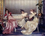 维托里奥 雷格尼尼 : Elegant Figures In An Interior